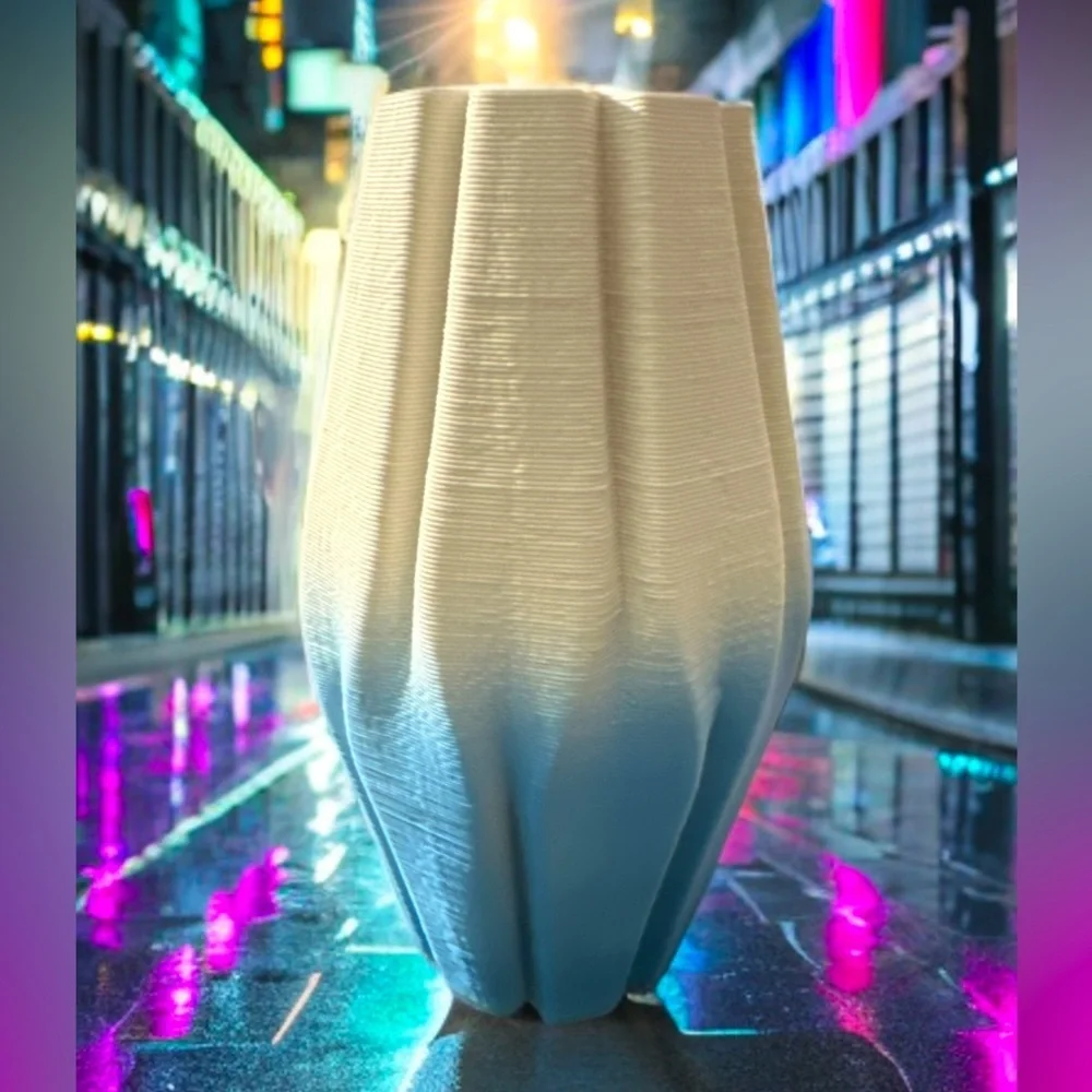 NEW Tabletop Minimalist Scandi Style Geometric Ceramic Vase Blue/White‎